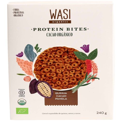 Cereal WASI Protein Bites Cacao Orgánico Caja 240g