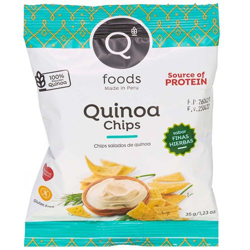 Chips de Quinoa Q FOODS Sabor Finas Hierbas Bolsa 35g