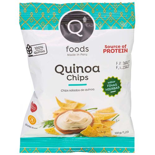 Chips de Quinoa Q FOODS Sabor Finas Hierbas Bolsa 100g