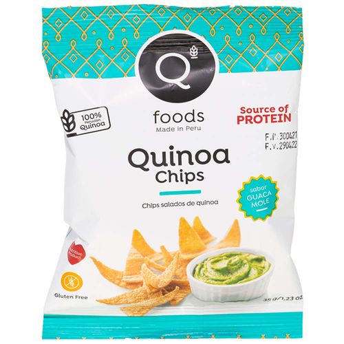 Chips de Quinoa Q FOODS Sabor Guacamole Bolsa 35g