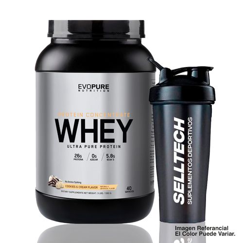 Proteína Evopure Whey Concentrate 3lb Cookies and Cream + Shaker