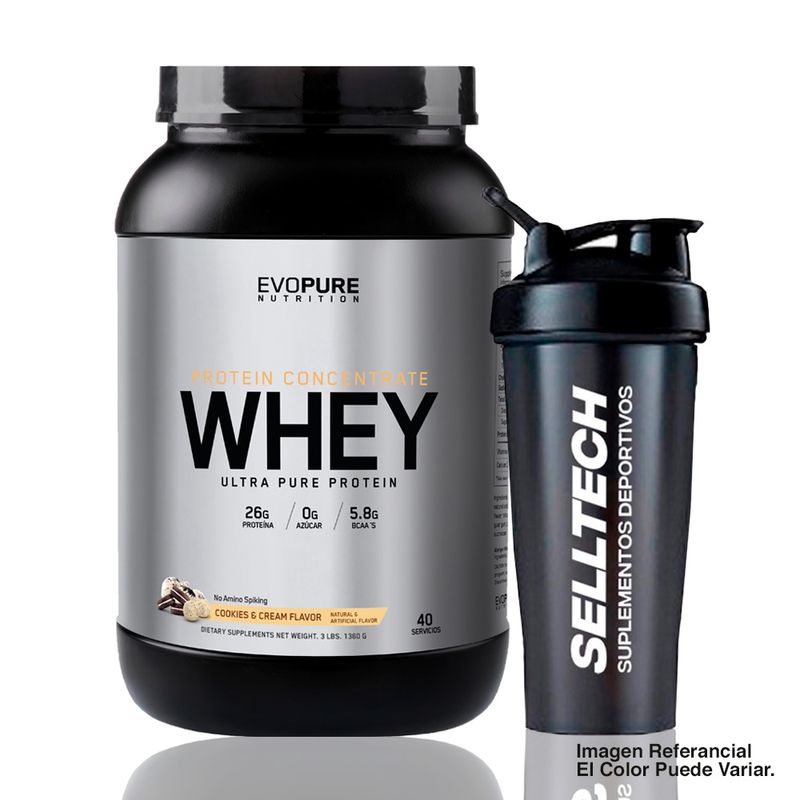 Proteina-Evopure-Whey-Concentrate-3lb-Cookies-and-Cream---Shaker