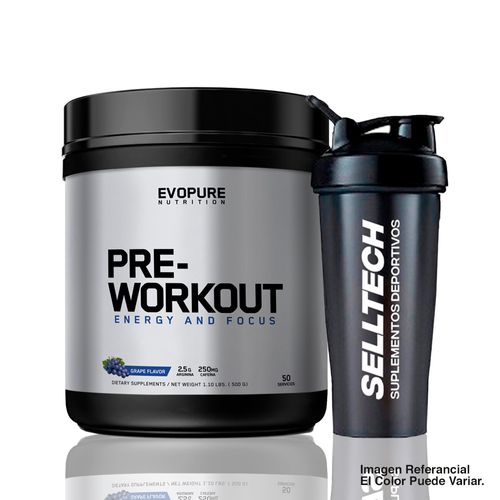 Pre Workout Evopure 500gr Uva + Shaker