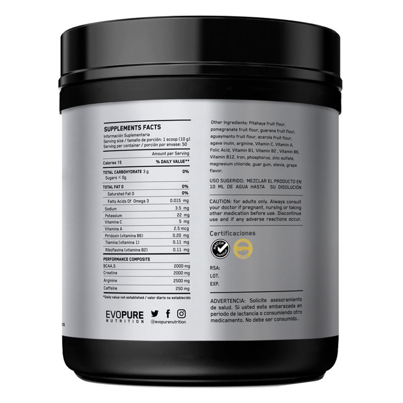 Pre-Workout-Evopure-500gr-Uva---Shaker