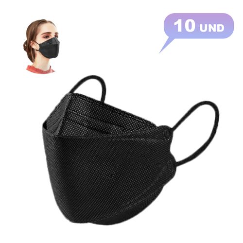 Mascarilla KF94 Fish Negro 10 unidades Sellados
