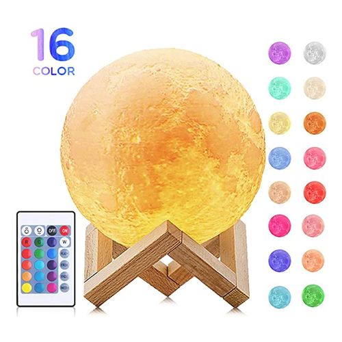 Lámpara Luna 3D 16 Colores con Control Remoto y Táctil 15cm