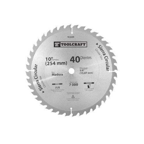 Disco de sierra circular 10" de 40 dientes para eje de 1" TC2332