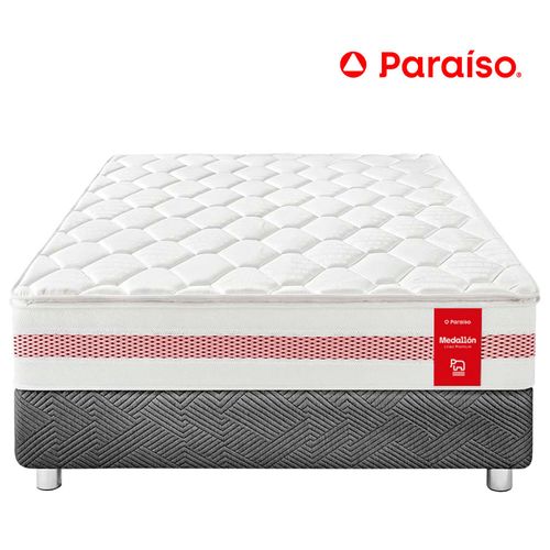 Cama PARAÍSO Medallón Ergo 2 Plazas + 2 Almohadas + Protector