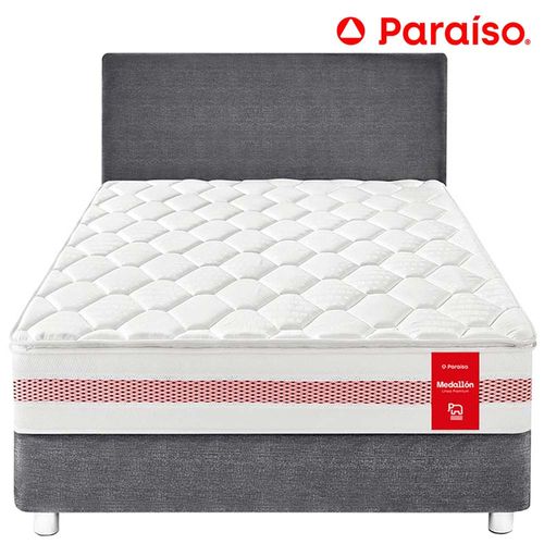 Dormitorio PARAISO Medallón Acero 2 Plz + 2 Almohadas + Protector