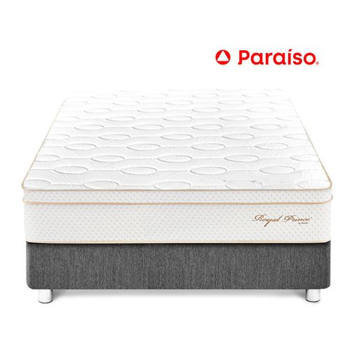 Cama Paraíso Royal Prince Queen Acero + 2 almohadas viscoelásticas + protector