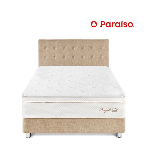 Juego de Dormitorio Paraíso Royal Cloud Queen Champagne + 2 almohadas viscoelásticas + protector