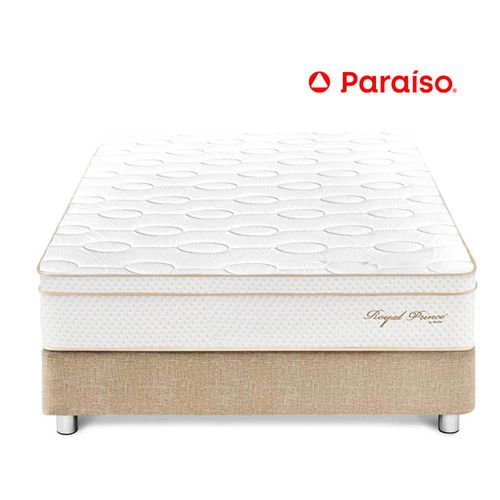 Cama Paraíso Royal Prince Queen Champagne + 2 almohadas viscoelásticas + protector