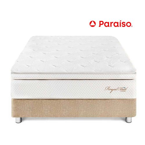 Cama Paraíso Royal Cloud King Champagne + 2 almohadas viscoelásticas + protector