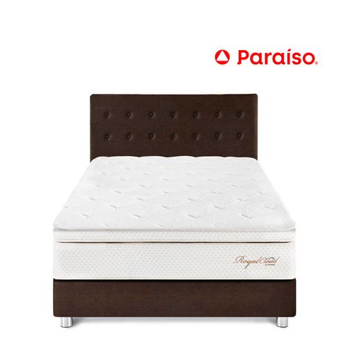 Juego de Dormitorio Paraíso Royal Cloud 2 Plazas Chocolate + 2 almohadas viscoelásticas + protector