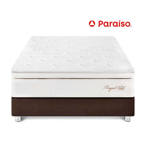 Cama Paraíso Royal Cloud 1.5 Plazas Chocolate + 1 almohada viscoelástica + protector