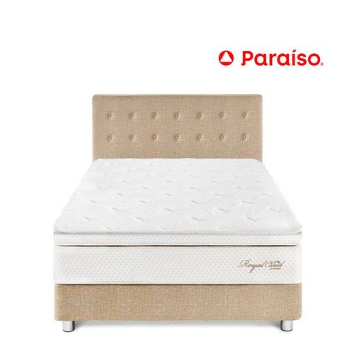 Juego de Dormitorio Paraíso Royal Cloud 1.5 Plazas Champagne + 1 almohada viscoelástica + protector