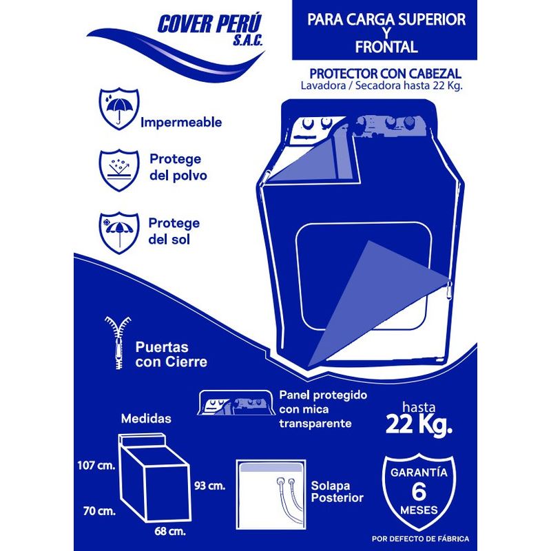Protector-lavadora-o-secadora-con-Cabezal-con-cierre-hasta-22kg-Color-Plomo