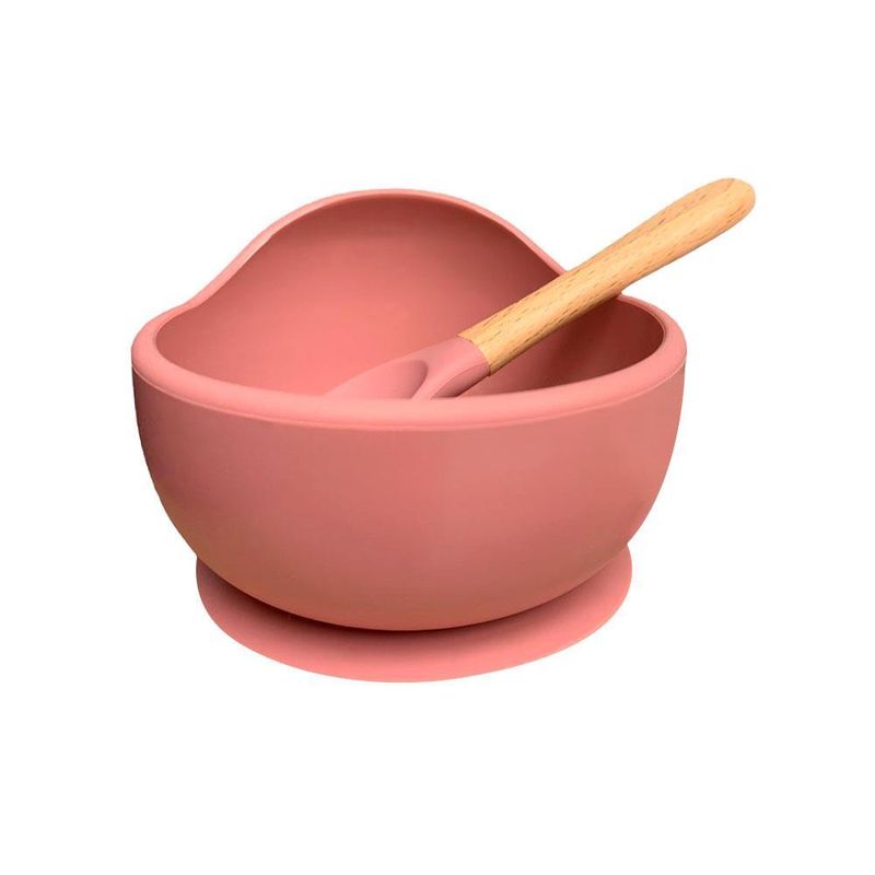 Set-de-babero-con-bolsillo---bowl-de-silicona---Palo-rosa