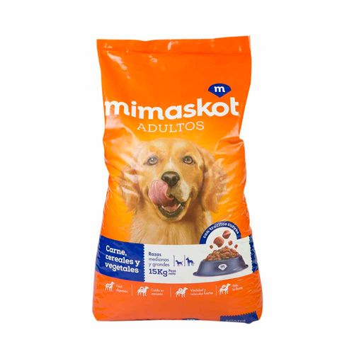 Comida para Perros MIMASKOT Adultos Raza Medianas y Grandes Carne Cereales y Vegetales Bolsa 15Kg