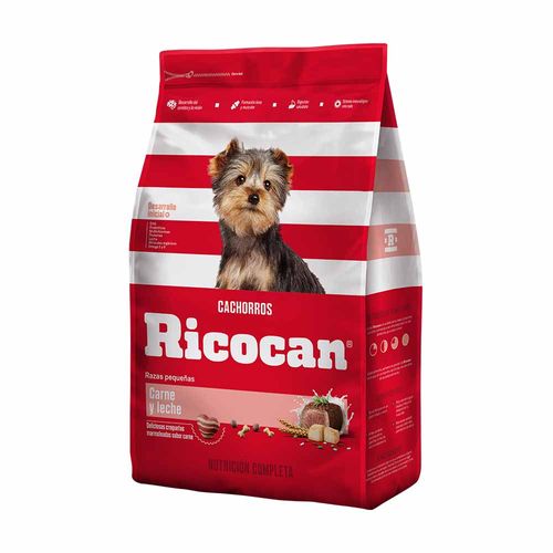 Comida para Perros RICOCAN Cachorros Razas Pequeñas Carne y Leche Bolsa 3Kg