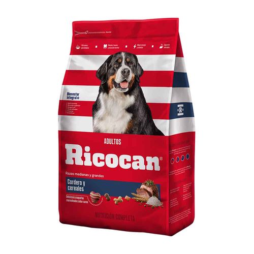 Comida para Perros RICOCAN Adultos Razas Medianas y Grandes Cordero y Cereales Bolsa 8Kg