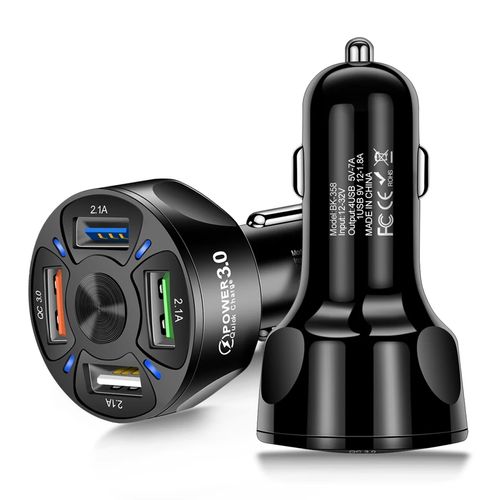 Cargador De Auto Usb 4 Puertos 18w Para Teléfono 3A