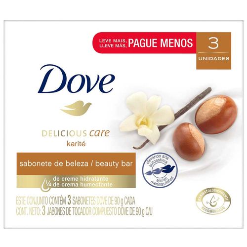 Jabón DOVE Karité y Vainilla Barra 90g Paquete 3un