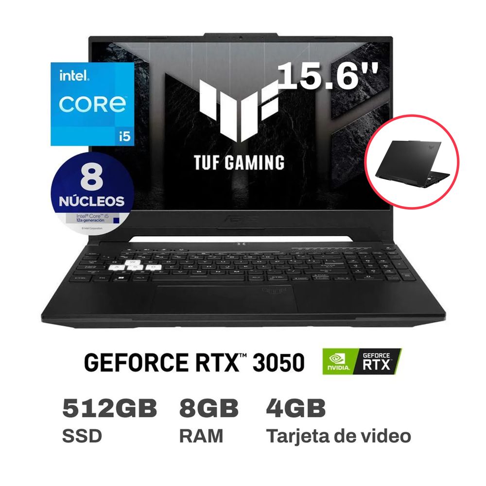 Laptop Gamer Asus TUF Dash F15 FX517ZC-HN005W Intel Core i5 8 Núcleos 8GB RAM 512GB SSD 15.6"" RTX 3050
