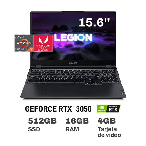 Laptop Gamer Lenovo Legion 5 AMD Ryzen 7 16GB RAM 512GB SSD 15.6" RTX 3050