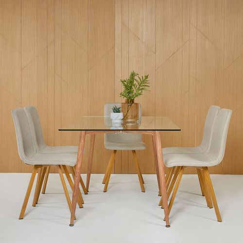 Juego De Comedor Nordico 6 Sillas Beige