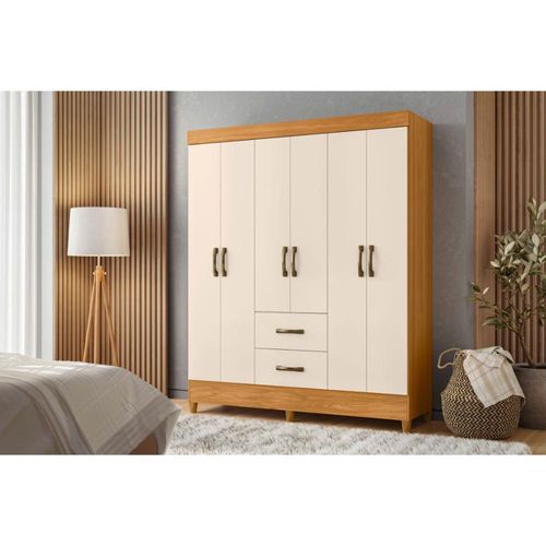 Ropero Pau 6 Puertas 2 Cajones Roble Off White