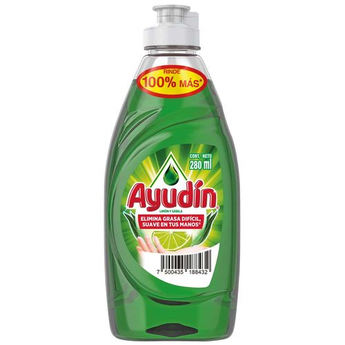 Lavavajilla Líquido AYUDIN Limón y Sábila Botella 280 ml