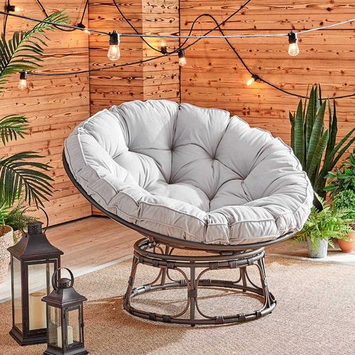 Sillón de Terraza Papasan Metal Deluxe Blanco Orange