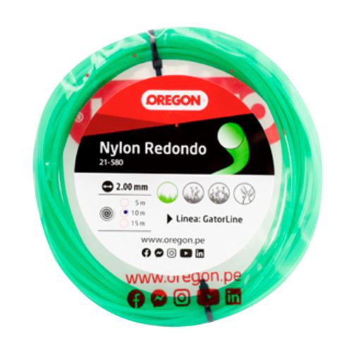 Nylon Gtl redondo Verde 2mm 10m