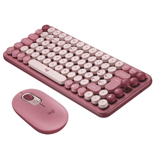 Combo Teclado y Mouse Logitech Pop Keys Coral