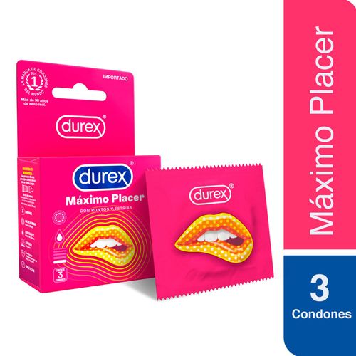 Preservativos DUREX Máximo Placer Caja 3un
