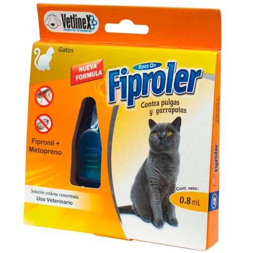 Pipeta Antipulgas y Garrapatas par Gatos VETLINEX Marrón Claro Caja 0.8ml