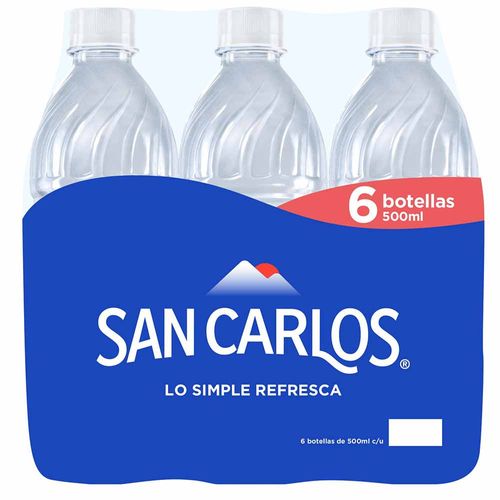 Agua Sin Gas SAN CARLOS Botella 500ml Paquete 6un