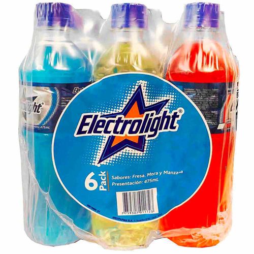 Bebida Rehidratante ELECTROLIGHT Fresa, Mora y Manzana Botella 475ml Paquete 6un