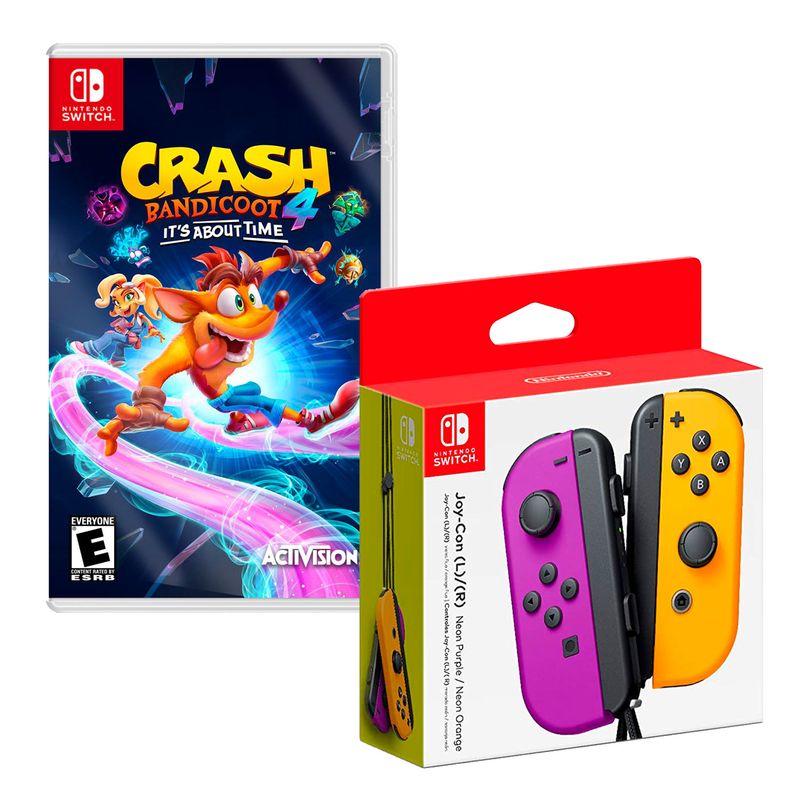 Joy-Con-Neon-Morado-Y-Naranja---Crash-Bandicoot-4-It-S-About-Time-Nintendo-Switch