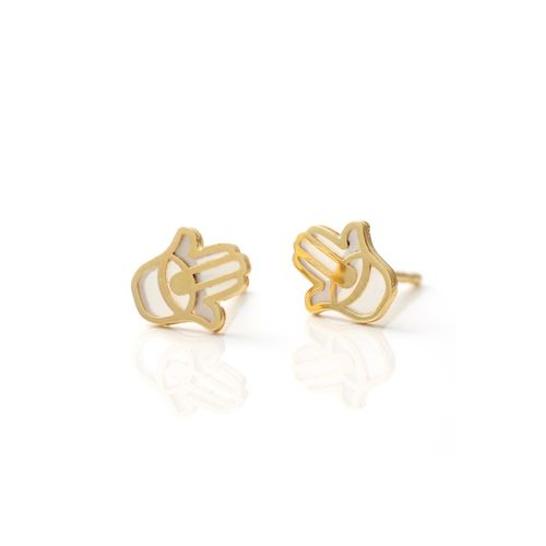 Aretes de Oro 18K con Madreperla Mano Pod G Siuss