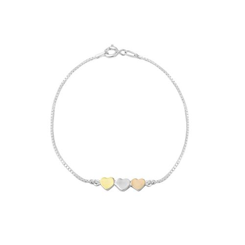 Pulsera corazón 3 Color Oro Plata