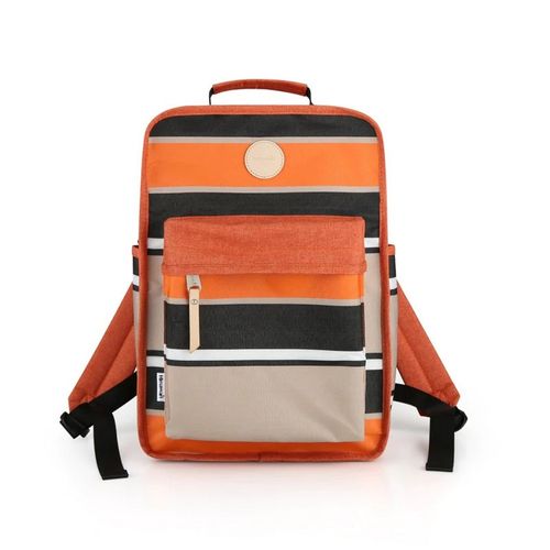 Mochila escolar o de viaje porta Laptop H0827-8 Naranja y Gris