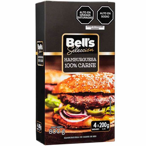 Hamburguesa BELL'S SELECCIÓN 100% Carne Paquete 4un