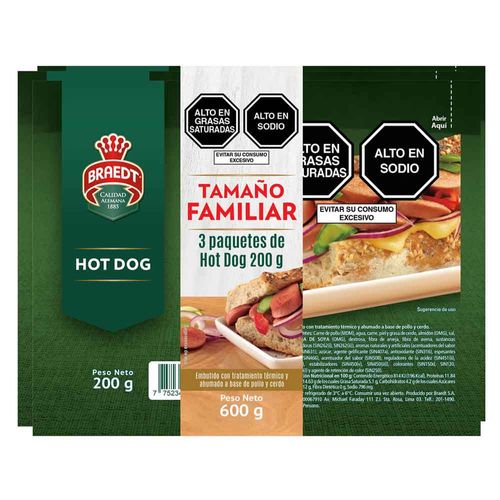 Pack Hot Dog BRAEDT Paquete 600g