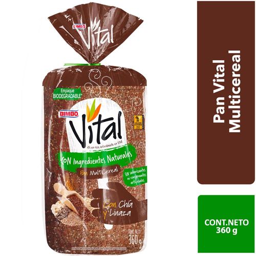 Pan de Molde Integral BIMBO Vital Multicereal Bolsa 360g