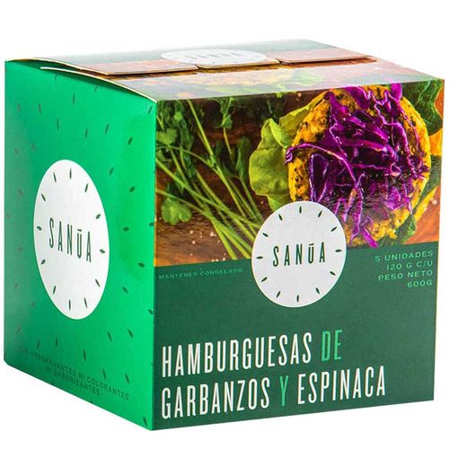 Hamburguesa de Garbanzos y Espinacas SANUA Caja 5un