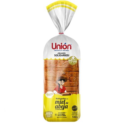 Pan de Molde UNIÓN Multisemillas y Chips de Miel Bolsa 540g