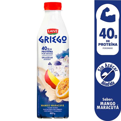 Yogurt Griego LAIVE Mango y Maracuyá Botella 800g