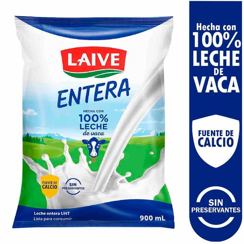 Leche UHT LAIVE Entera Bolsa 900ml